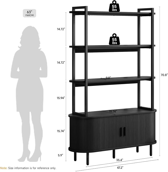 ONBRILL 71" Tall Bookshelf, 4-Tier Book Shelf - Image 2