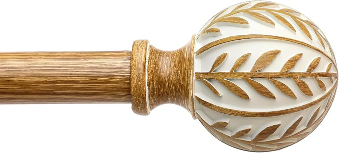 QDWIS Boho Wood Curtain Rods for Windows 28 to 48 inch, Rustic Decorative by Unknown