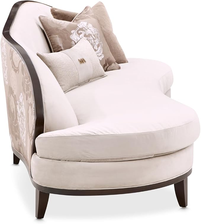 MICHAEL AMINI Camellia Field Asymmetrical Velvet Sofa in Porcini/Warm Pecan - Image 3