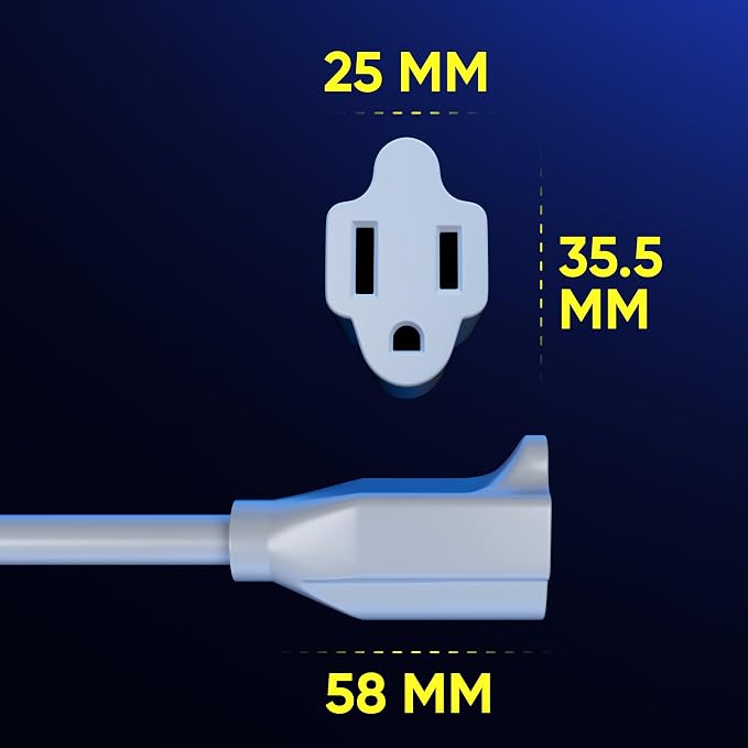 Maximm Cable 0.5 Feet 14Awg 360° Rotating Flat Plug Extension Cord/Wire - Image 3