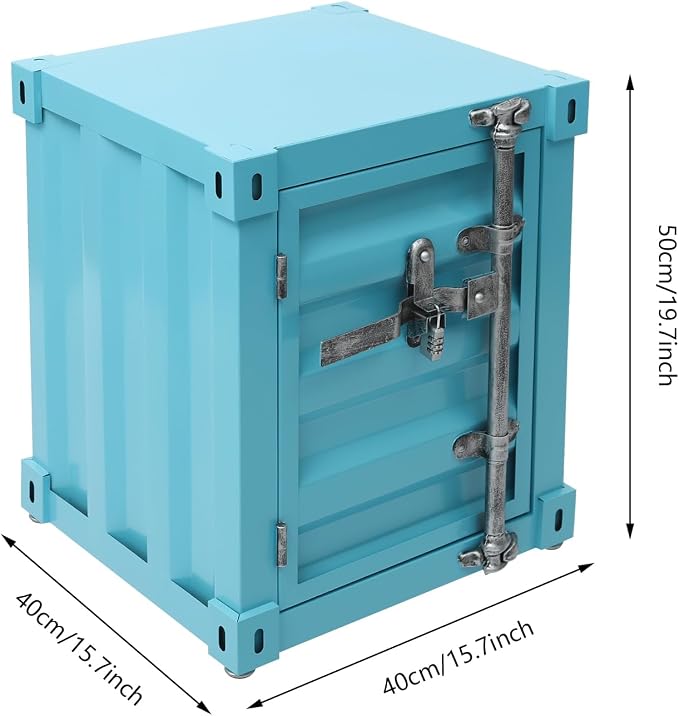 Side Table, Industrial Style Container Cabinet, Iron Bedside Table, Shipping - Image 3