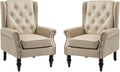 Mid-Century High Wingback Chair Set of 2, Faux Leather Accent Chair Armchair by Lin-Utrend