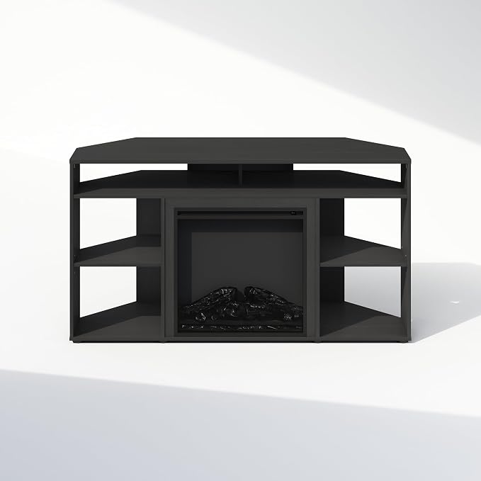 Furinno Jensen Fireplace TV Stand, NO Heat Decorative Electric Fireplace Corner - Image 5