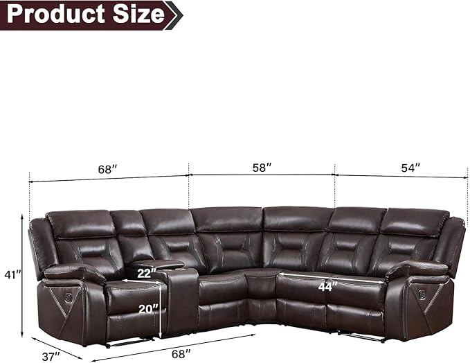 EBELLO Manual Reclining Sectional Sofa - Image 2