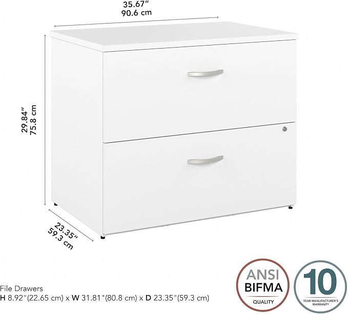 Bush Business Furniture Studio C 2 Drawer Lateral File Cabinet in White - Image 3