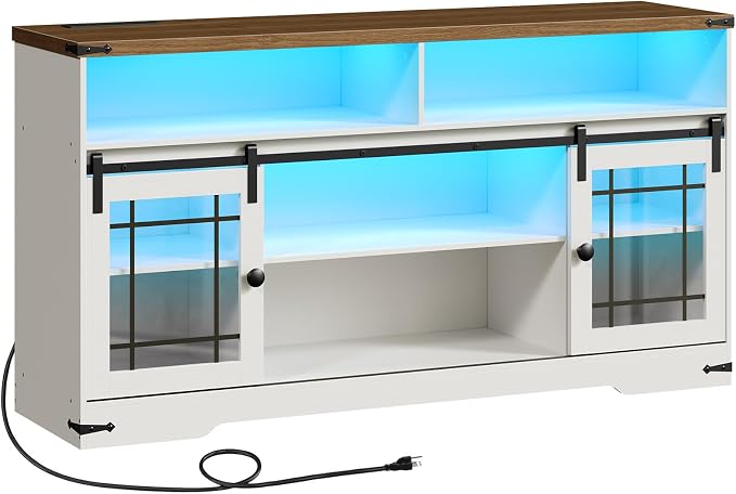 HOOBRO TV Stand for 65 Inch TV, Farmhouse Entertainment Center - Image 9