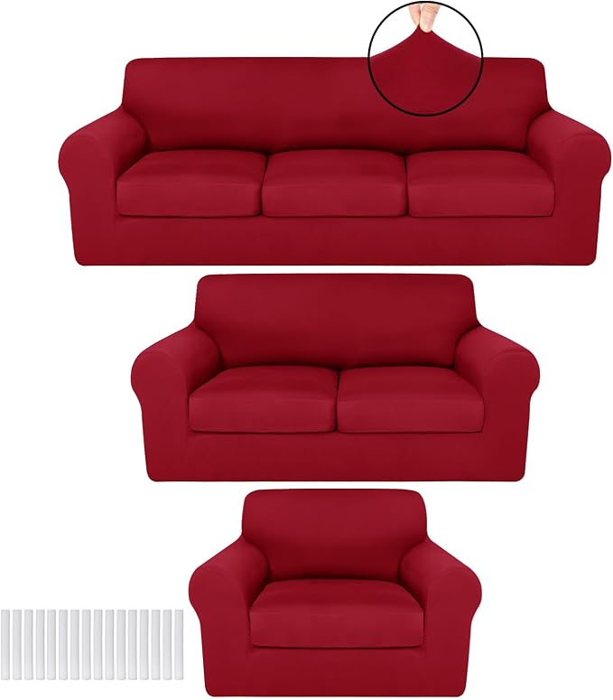 HunnmingRe Sofa Covers for 3 Cushion Couch Stretch Sofa and Loveseat Covers Set by HunnmingRe