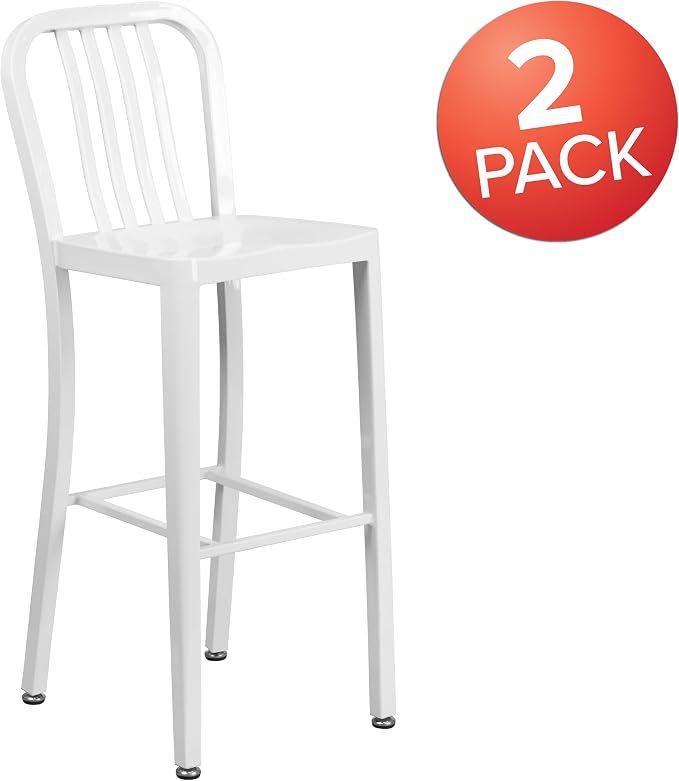 Flash Furniture Gael Commercial Grade 2 Pack 30" High White Metal - Image 4
