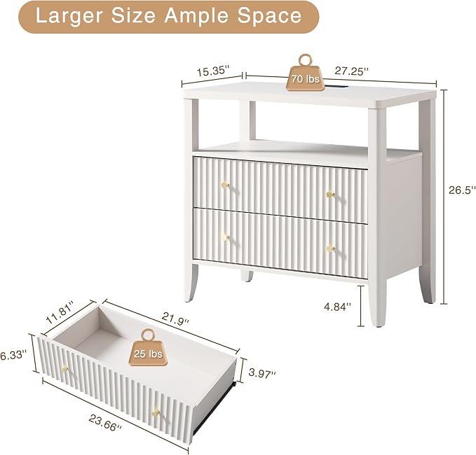 Set of 2 Fluted Nightstands - Image 2