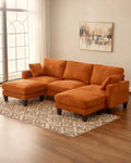 Karl home 99.6" Sectional Sofa, U-Shaped Chenille Upholstered Couch by Karlhome