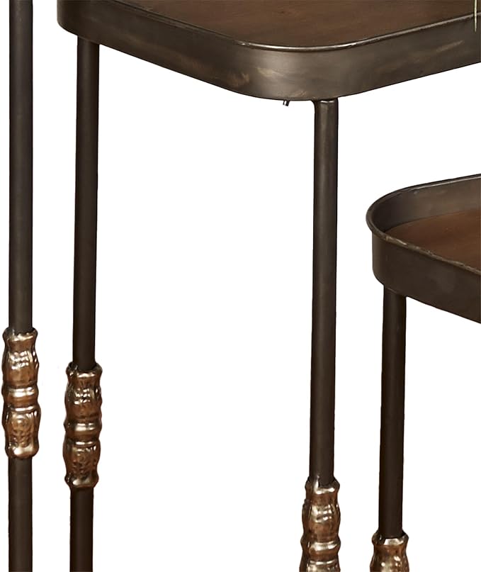Bronwyn Metal and Wood Nesting Tables Dark Bronze Finish 28, 30.5 and 36 Inches - Image 5