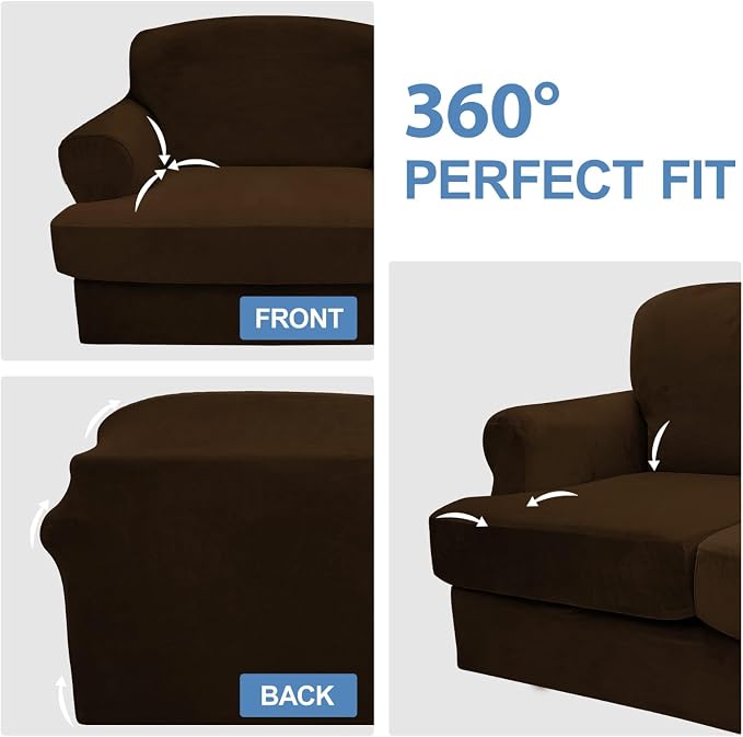 CUCRAF T Cushion Sofa Cover 2 Piece Armchair Slipcovers, Soft Thick Velvet - Image 6