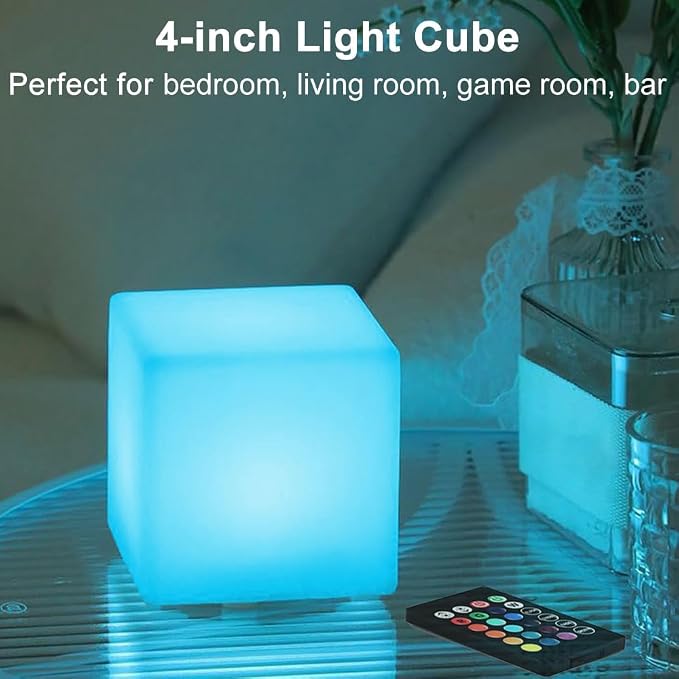4-In LED Cube Night Light, Cordless LED Light Cubes - Image 4