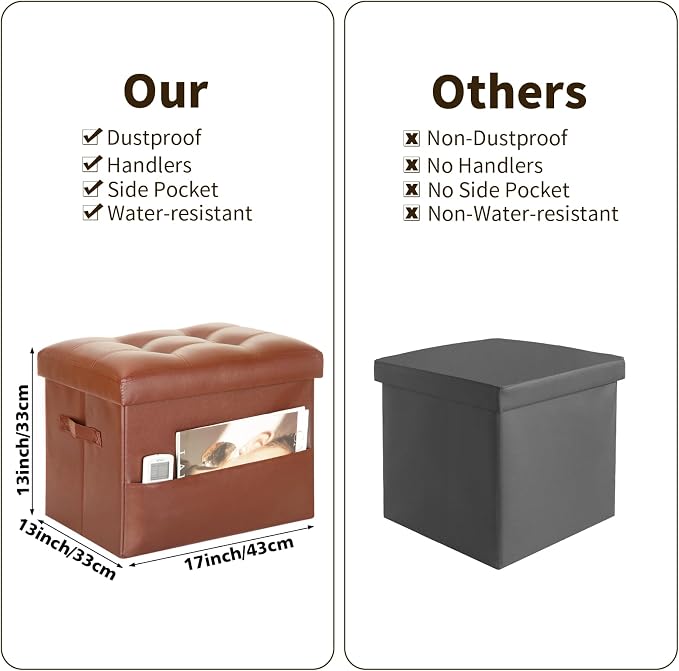 BelugaHelper Storage Ottoman Foot Rest Stool. Folding Ottoman - Image 2