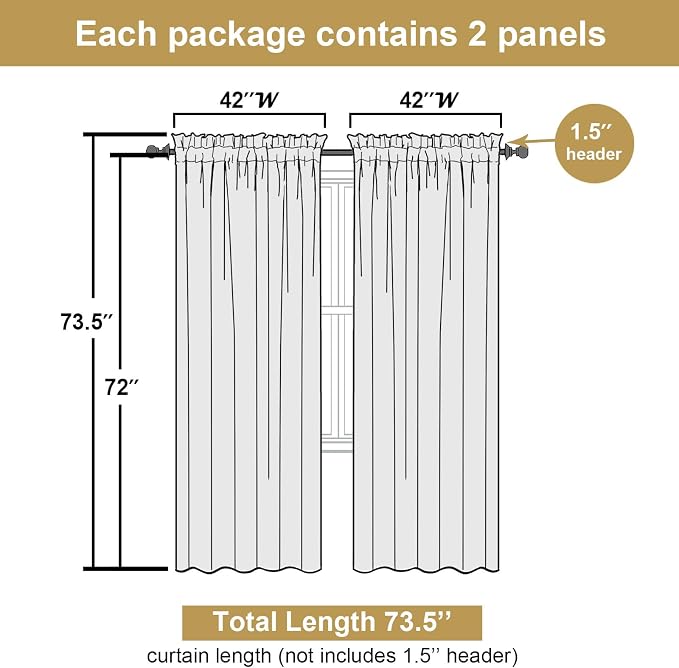 Lecloud Leia Black Sheer Curtains 72 Inches Long 2 Panels, Jacquard Leaf - Image 3