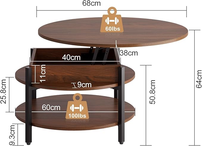 FABATO Round Lift Top Coffee Table - Image 3