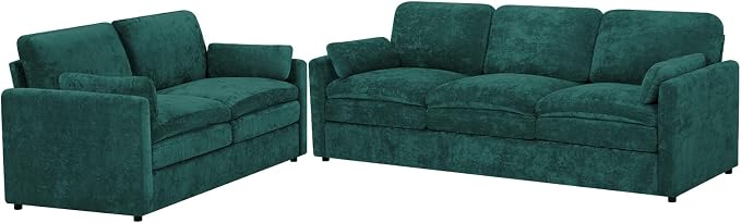 Classic Chenille Sofa Set with 2 Extra Armrest Pillows, Loveseat and 3-Seat - Image 8