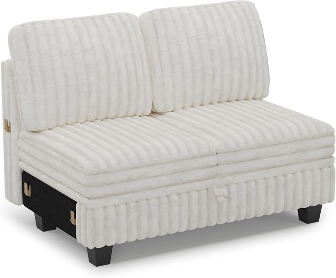 Belffin Corduroy Fabric Loveseat Module - Image 9