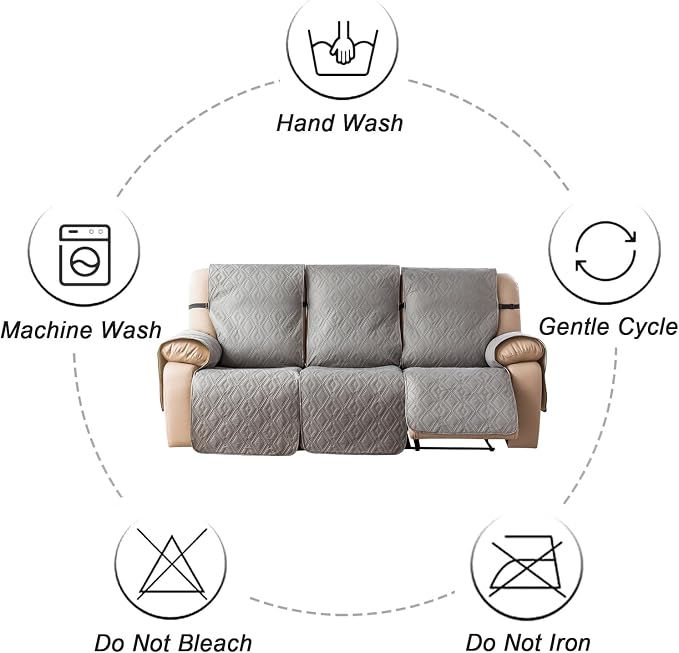 Genina Waterproof Couch Cover for Reclining Couch 3 Seater Non-Slip, Washable - Image 9