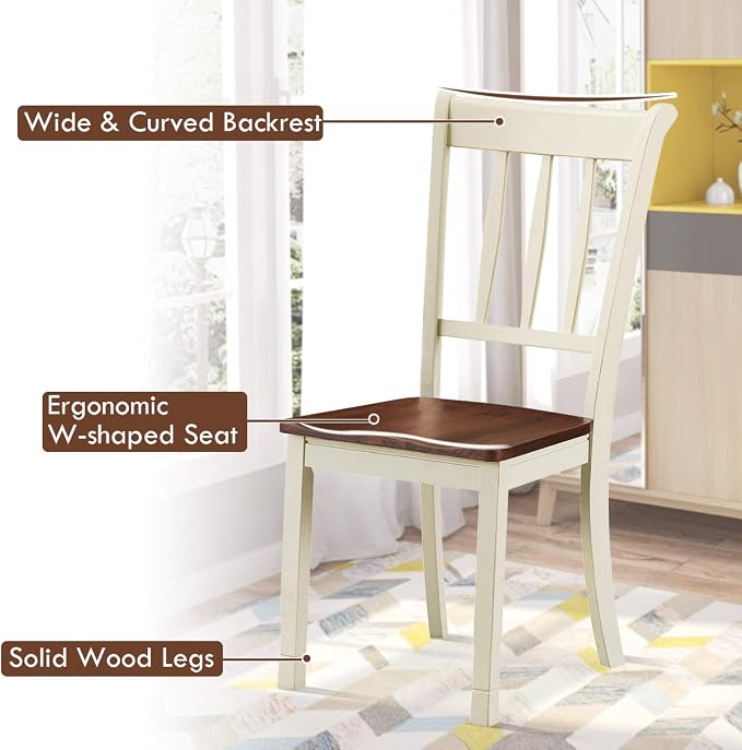 Giantex Wood Dining Chairs Set of 4, Armless Kitchen Chairs w/Solid Rubber Wood - Image 4