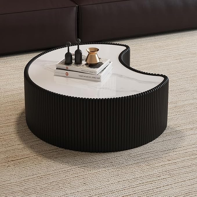 Modern Nesting Coffee Table Set of 2, Creative Moon Coffee and End Table Set - Image 4