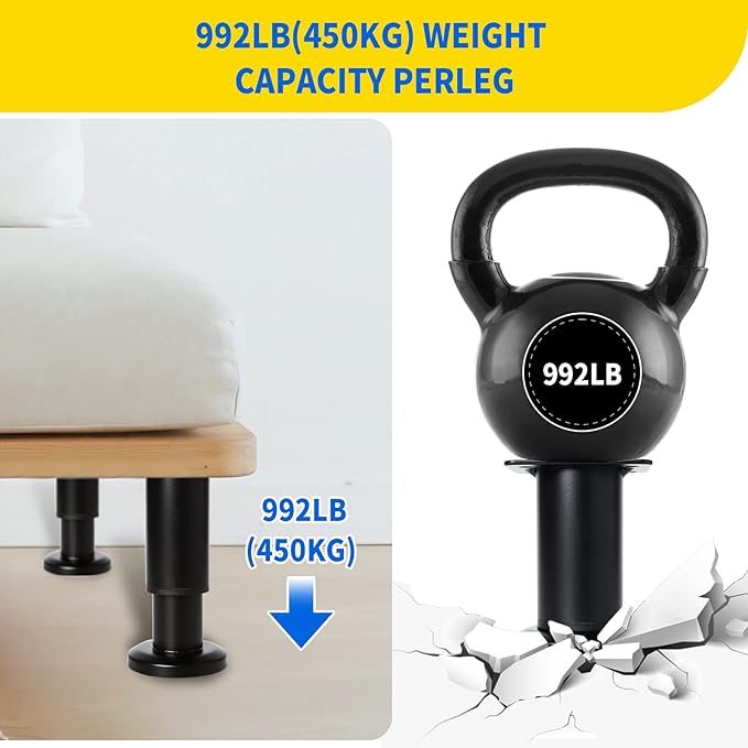4 PCS Adjustable Height Bed Support Legs - Image 4
