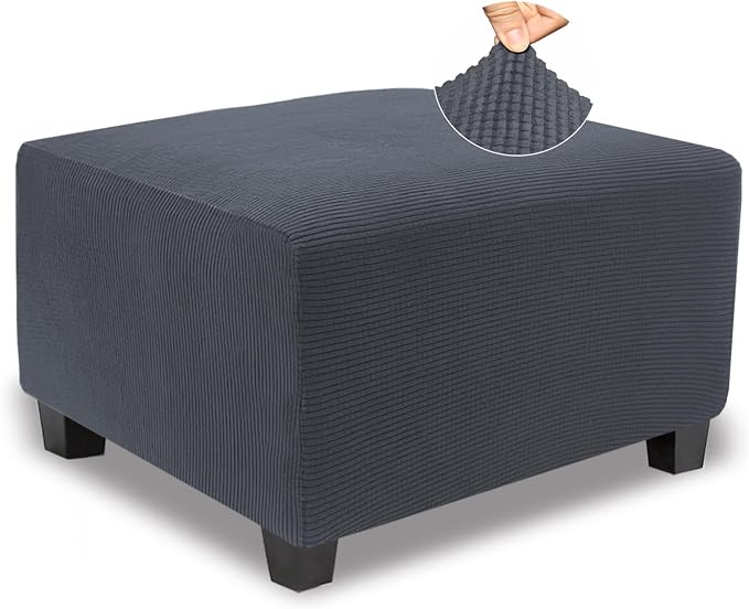 NeColorLife Stretch Ottoman Cover Square Oversized Soft Knitted Jacquard Thick by NeColorLife