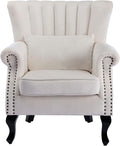 Mid Century Accent Chair Modern Tufted Wingback Armchairs Club Chair Velvet by DMFurniture
