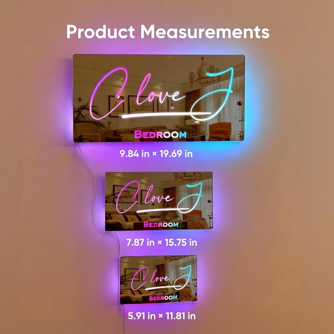 VEELU Personalized Photo Mirror Light Custom Couple Name Neon Signs LED Forever - Image 7