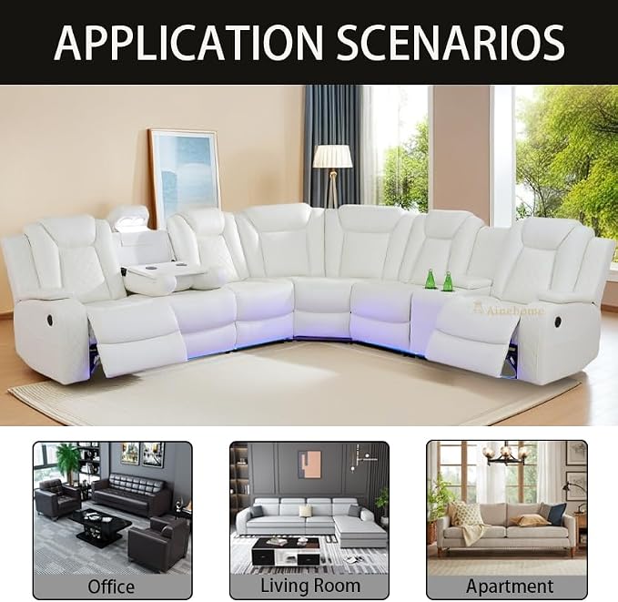 A Ainehome Power Furniture Reclining Sectional Sofa Set, Living Room Power - Image 7