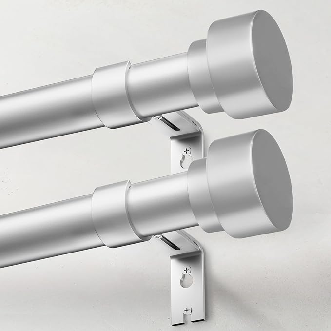 IFELS Heavy Duty Curtain Rods for Windows 72 to 144 Inch, 1 Inch Silver Curtain by IFELS