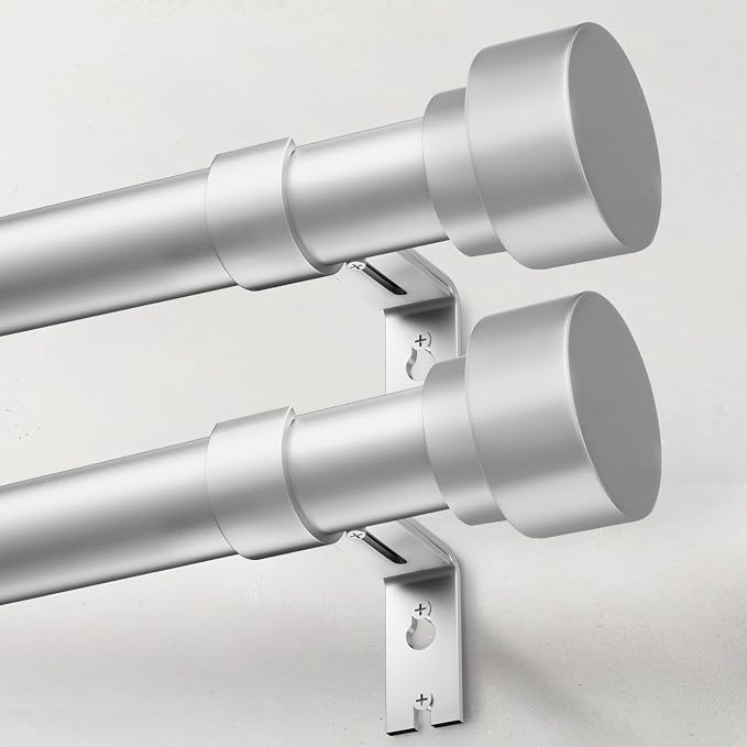 IFELS Heavy Duty Curtain Rods for Windows 66 to 120 Inch, 1 Inch Silver Curtain by IFELS