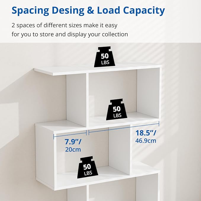 Cozy Castle Set of 2 Geometric Bookcase, S-Shaped Modern Bookshelf, Room - Image 6