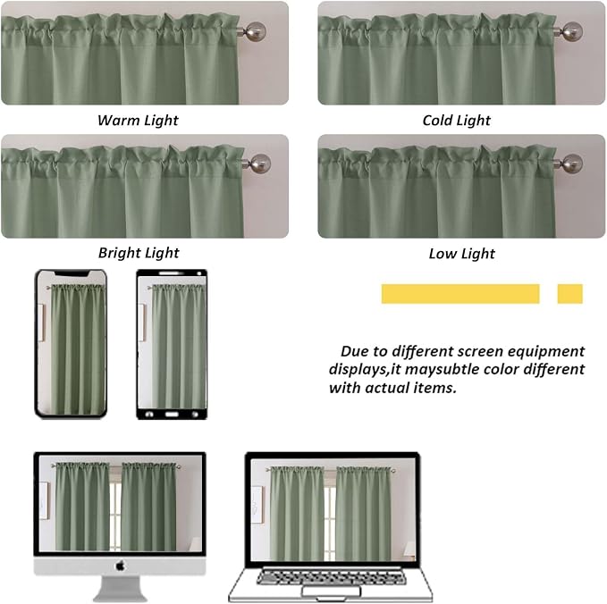 Chyhomenyc Sage Green Short Curtain Valance - Image 6