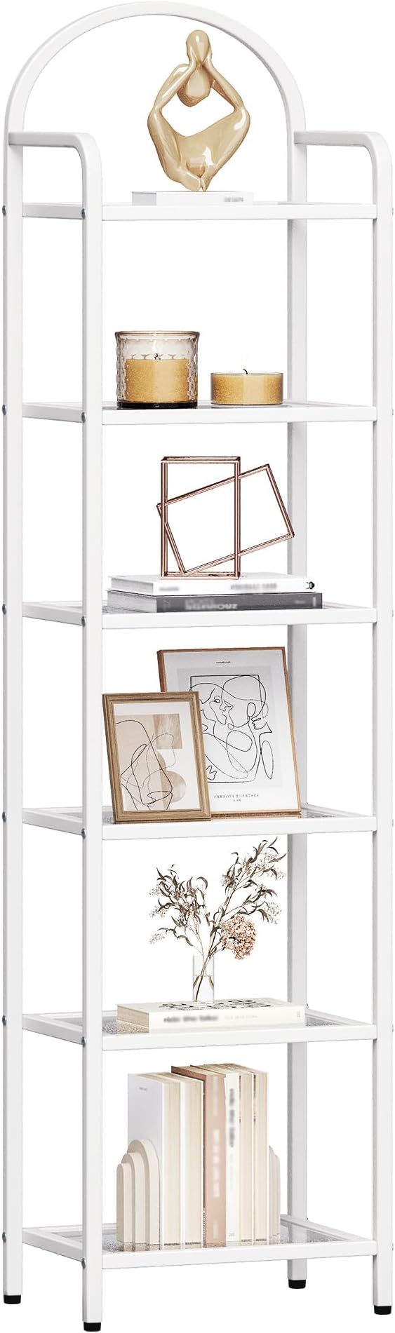 Hzuaneri Bookcase Bookshelf, Tempered Glass Bookshelves, Slim Shelving Unit - Image 8