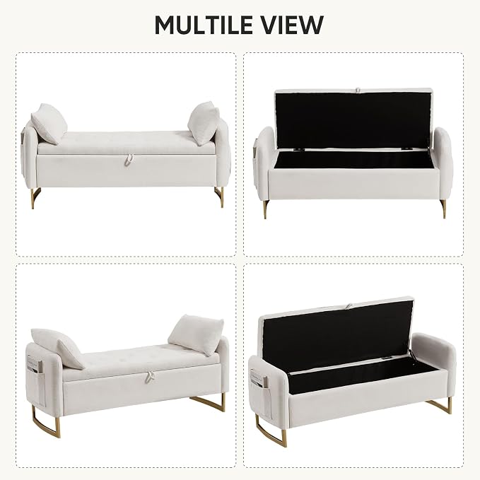 48" End of Bed Bench, Modern Storage Benches - Image 7