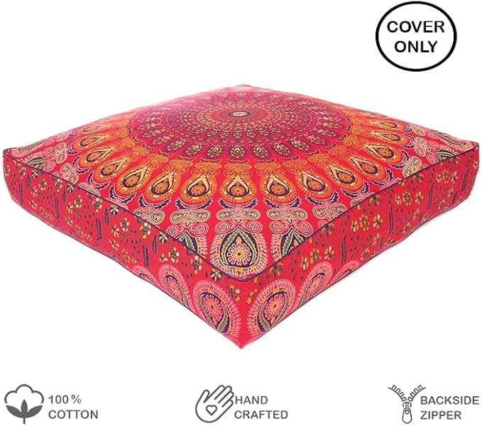 Mandala Floor Pillow Cover Meditation Cushion Seating Throw Hippie Round - Image 2