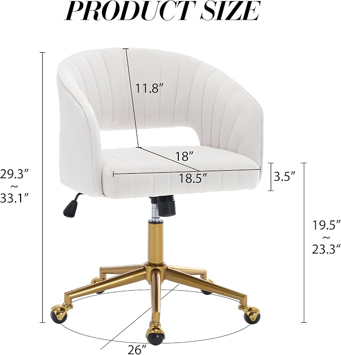 Home Office Chair Swivel Velvet Desk Chair Accent Armchair Upholstered Modern - Image 3