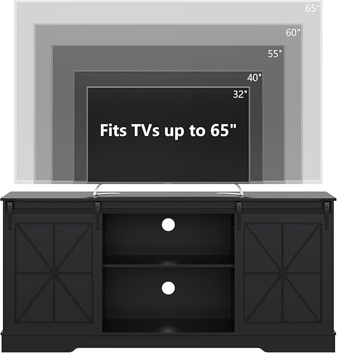 Farmhouse TV Stand for 65/60/55 Inch Tvs, Rustic Entertainment Center - Image 2