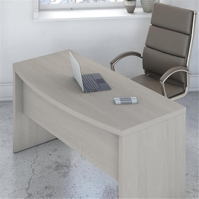 Bush Business Furniture Echo L Shaped Bow Front Office Desk in Gray Sand - Image 4