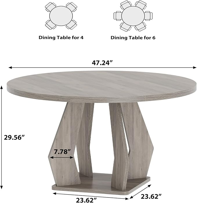 IBF Round Dining Table, Farmhouse Pedestal Dining Tables - Image 2