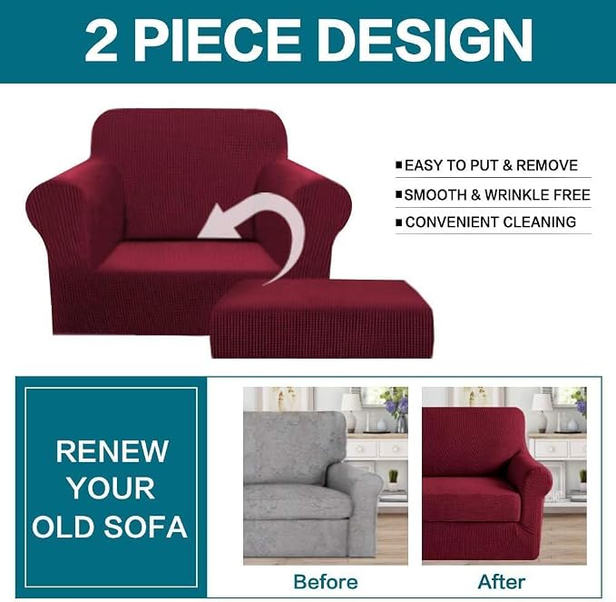 Turquoize 2 Piece Chair Covers Chair Slipcovers - Image 4