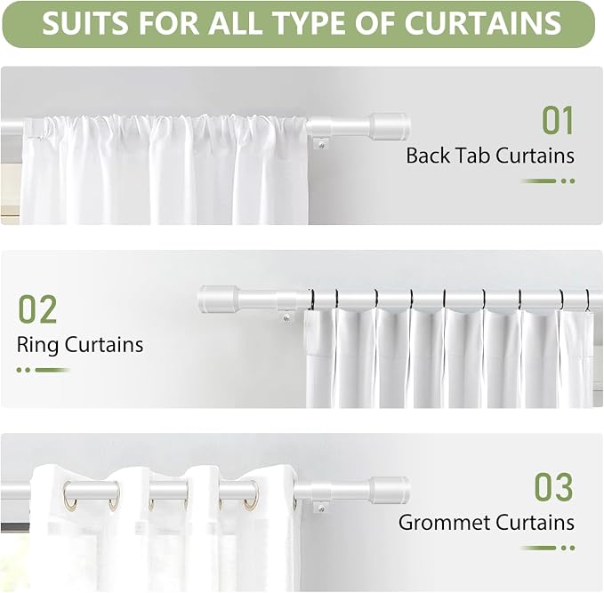 5/8” Diameter Curtain Rods 30-90 Inch, - Image 7