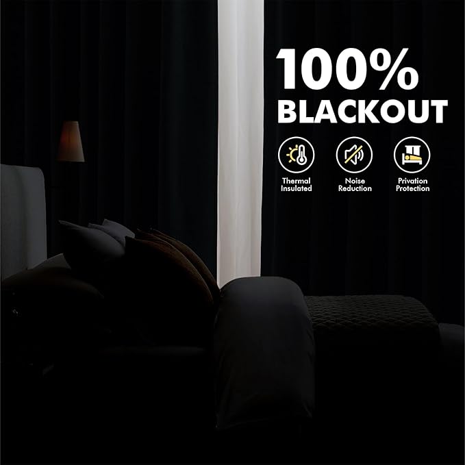 MIULEE 90 Inch Long 100% Blackout Linen Curtains - Image 2