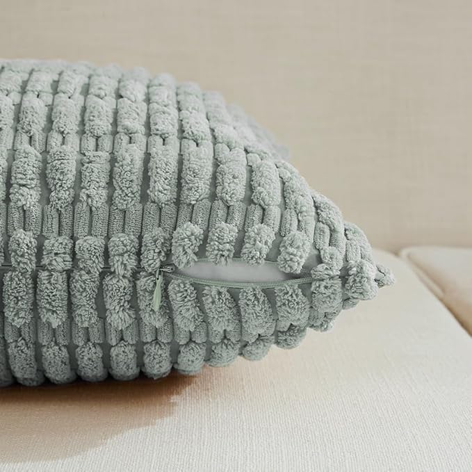 Fancy Homi 4 Packs Grey Blue Euro Decorative Throw Pillow Covers 26x26 Inch - Image 3