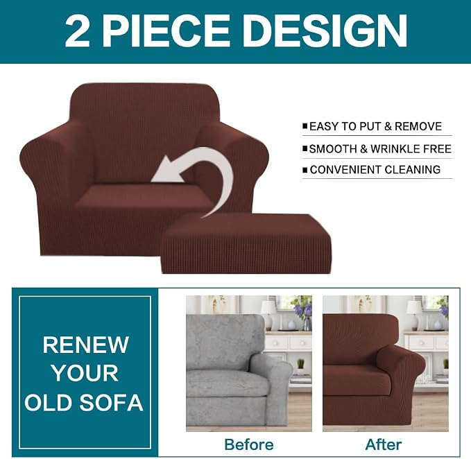 Turquoize 2 Piece Chair Covers Armchair Covers - Image 4
