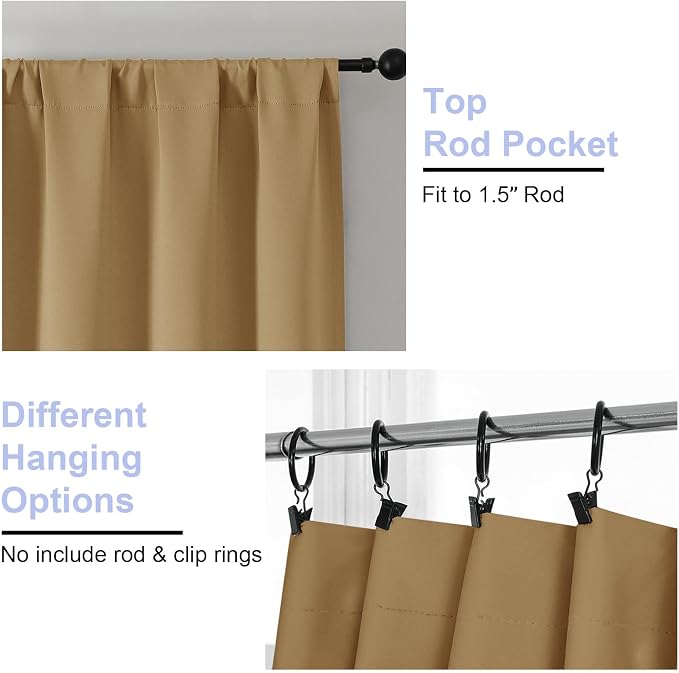 Simplebrand Ava Gold Short Blackout Curtains - Image 3