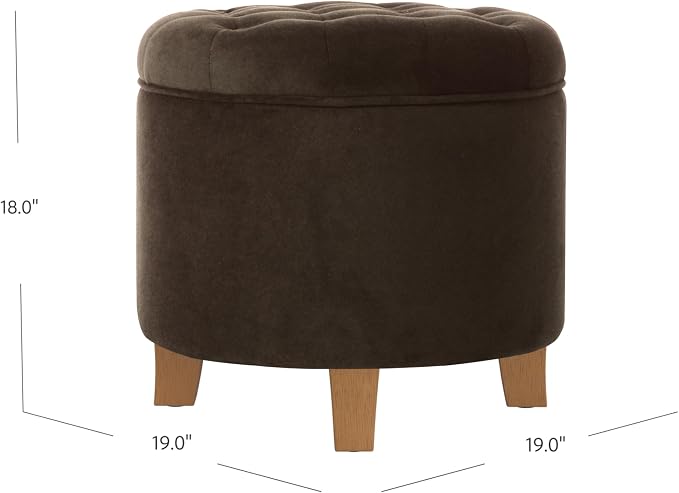 Homepop Home Decor | Upholstered Round Velvet Tufted Foot Rest Ottoman | Ottoman - Image 3