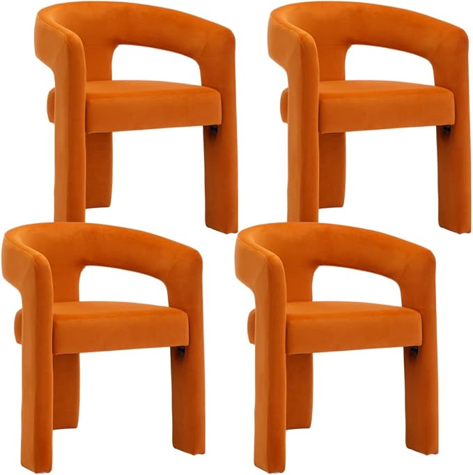 RIVOVA Modern Barrel Dining Chairs Set of 4, Velvet Upholstered Accent Side by RIVOVA