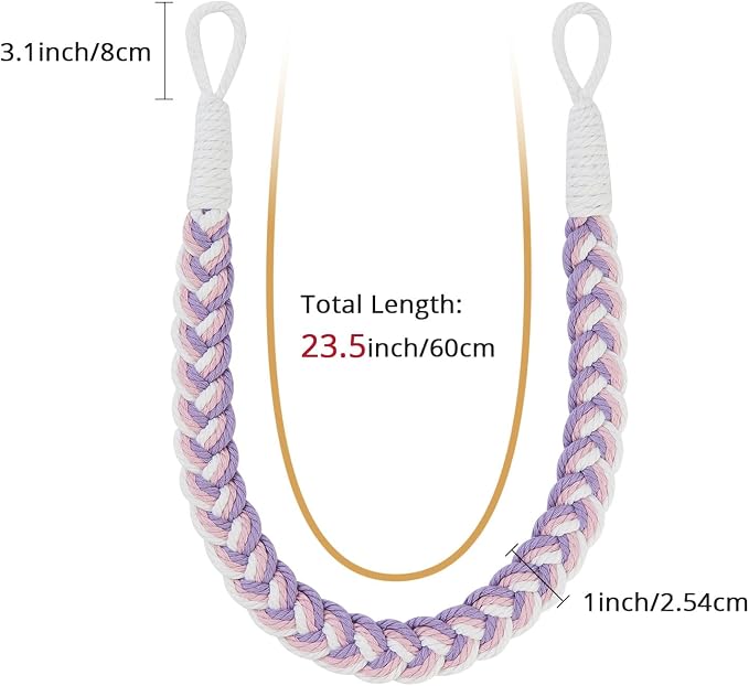 NICEEC 4 Pack Natural Cotton Rope Curtain Tiebacks Elegant Boho Style - Image 3
